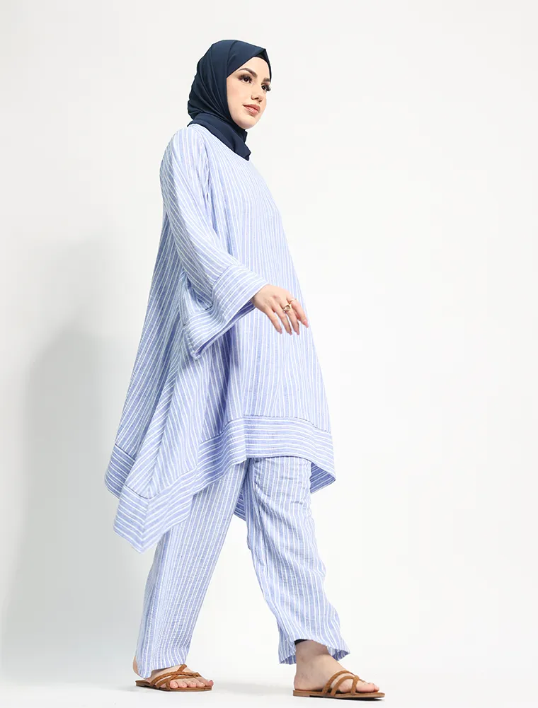 Blue Lina Striped Co Ord Set